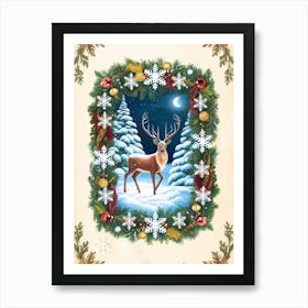 William Morris Christmas Deer Art Print