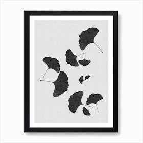 Ginkgo Leaf Black & White II Art Print