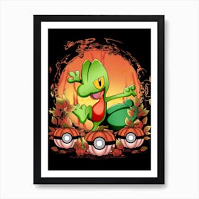 Treecko Spooky Night - Pokemon Halloween Art Print