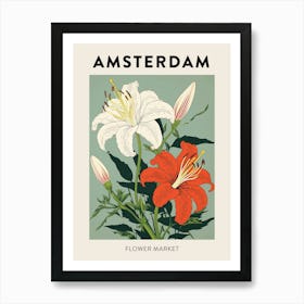 Amsterdam Netherlands Botanical Flower Market Poster Art Print