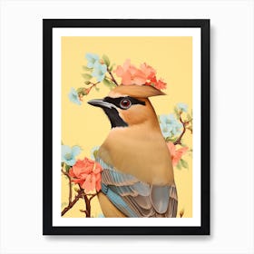 Bird With A Flower Crown Cedar Waxwing 1 Art Print