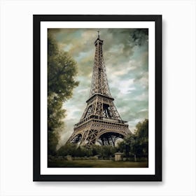 Eiffel Tower Paris France Oil Painting Style 14 Art Print