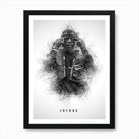 Jaykae Rapper Sketch Art Print