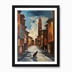 Painting Of Sydney With A Cat In The Style Of Surrealism, Dali Style 1 Art Print
