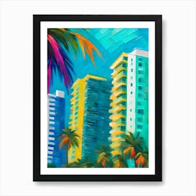 Tropical High-Rise Condos With Palm Trees Art Print