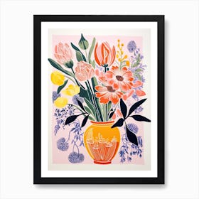 Colourful Flower Still Life Risograph Style 40 Art Print