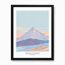 Mount Olympus Macedonia Color Line Drawing 5 Poster Art Print