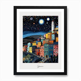 Poster Of Genoa, Italy, Illustration In The Style Of Pop Art 2 Art Print