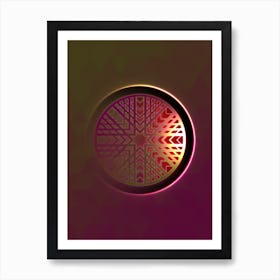 Geometric Neon Glyph on Jewel Tone Triangle Pattern 047 Art Print