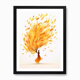 Autumn Leaves Flying In The Wind Art Print