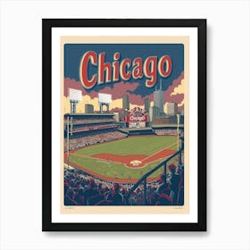 Aihrgdesign A Retro Travel Poster For Chicago Featuring The H 0c5f732c 6619 4d74 8b49 044abfd9d591 0 Art Print