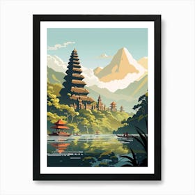 Bali, Indonesia, Flat Illustration 1 Art Print