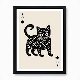 Playing Cards Cat 1 Black And White 1 Art Print