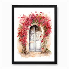 Tarragona, Spain   Mediterranean Doors Watercolour Painting 3 Art Print