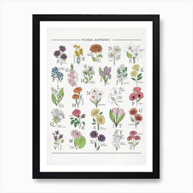 Floral Alphabet Bright & Bold Art Print