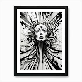 Enlightenment Abstract Black And White 4 Art Print