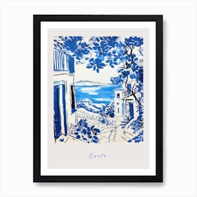 Crete Greece 4 Mediterranean Blue Drawing Poster Art Print