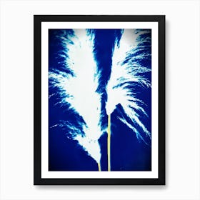 Electric blue white pampas grass Art Print