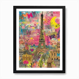 Paris   Retro Collage Style 1 Art Print