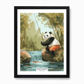 Giant Panda Fishing In A Stream Poster 2 Art Print