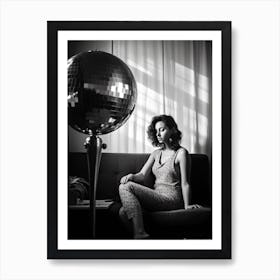 Disco Ball Woman Black And White Photography 0 Art Print