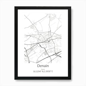 Denain,France Minimalist Map Affiche