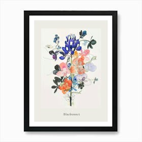 Bluebonnet 4 Collage Flower Bouquet Poster Art Print