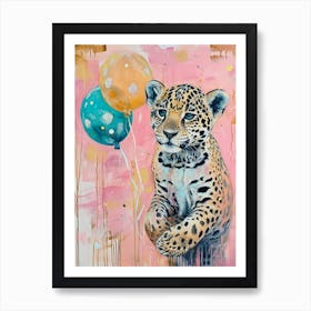 Cute Jaguar 1 With Balloon Art Print
