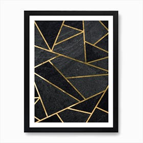 Black And Gold Geometric Pattern - Gold Art deco Art Print