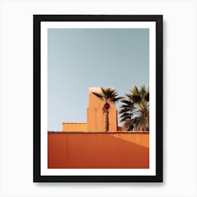 Orange House With Palms Retro Summer Photography 3 Art Print