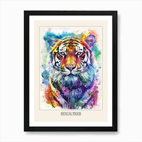 Bengal Tiger Colourful Watercolour 3 Poster Art Print
