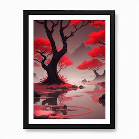 Red Trees In The Forest Art Print