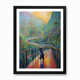 A Painting Of A Dog In Eden Project Garden, United Kingdom In The Style Of Impressionism 01 Art Print