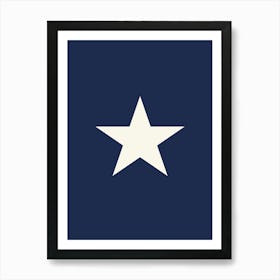 Star Navy Blue Newspaper Art Print