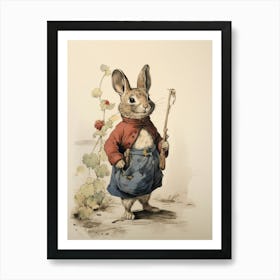 Storybook Animal Watercolour Rabbit 3 Art Print