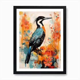 Bird Painting Collage Cormorant 3 Art Print