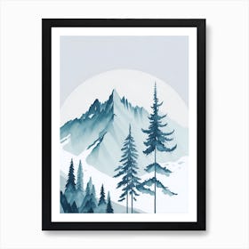 Mountain And Forest In Minimalist Watercolor Vertical Composition 111 Art Print