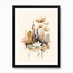 New York City Skyline watercolor Art Print