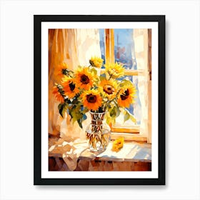 Sunflowers by the Windowsill Art Print