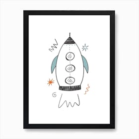 Rocket Ship Space Kids Room 6 1 Art Print