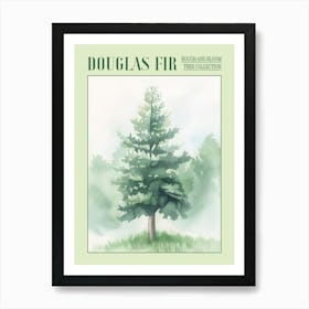 Douglas Fir Tree Atmospheric Watercolour Painting 2 Poster Art Print