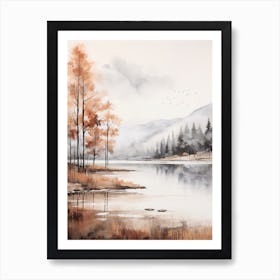 Lake In The Woods In Autumn, Painting 44 Art Print