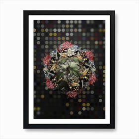 Vintage Guelder Rose Flower Wreath on Dot Bokeh Pattern n.0610 Art Print