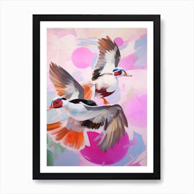 Pink Ethereal Bird Painting Bufflehead 1 Art Print