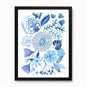 Indigo Floral Art Print