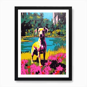 A Painting Of A Dog In Brooklyn Botanic Garden, Usa In The Style Of Pop Art 04 Art Print