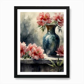 Peonies In A Vase Art Print