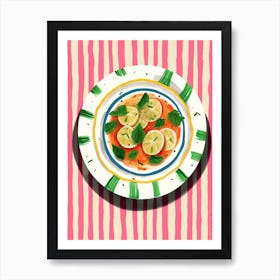 A Plate Of Calamari, Top View Food Illustration 1 Art Print