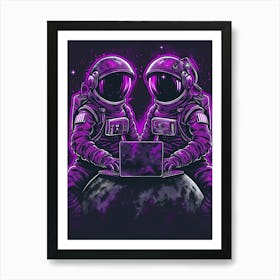 Two Astronauts In Space Art Print