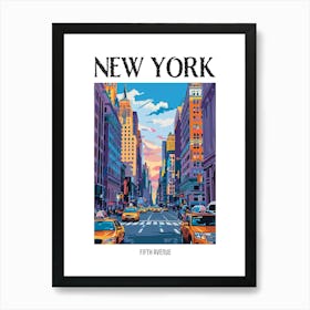 Fifth Avenue New York Colourful Silkscreen Illustration 2 Poster Art Print